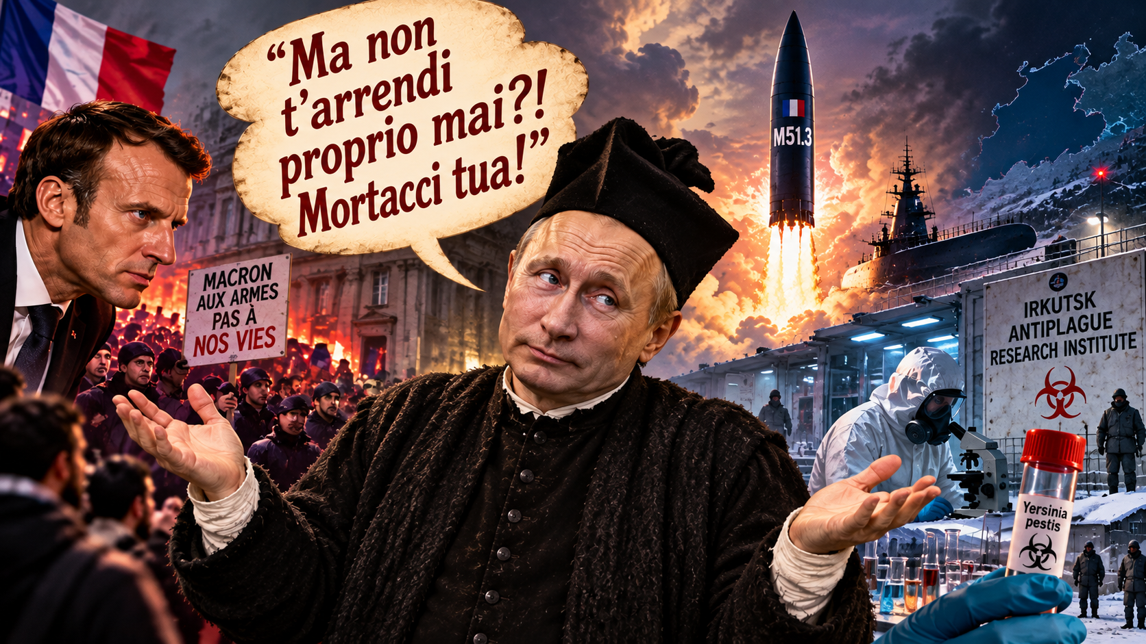 MA NON T’ARRENDI PROPRIO MAI?! DA MACRON ALLA PESTE POLMONARE, PUTIN E QUELLE PROVOCAZIONI CHE RISCHIANO DI FARCI AMMAZZARE TUTTI